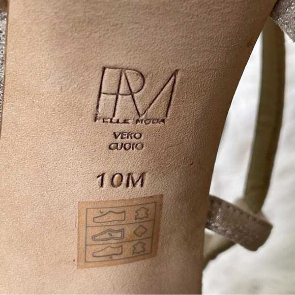 Pelle Moda Gold Strappy Platform Heels sandals back zip closure leather Size 10 - Picture 9 of 12